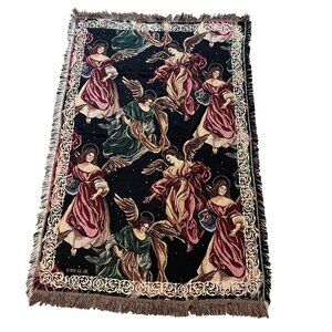 Goodwin Weavers Angelic Season Tapestry Throw Afghan Blanket 100% Cotton 46 x 67